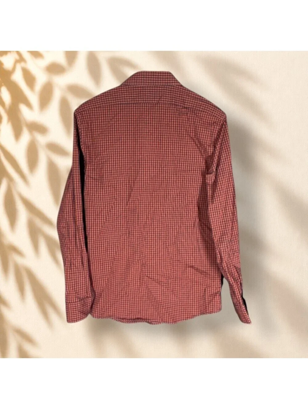 Banana Republic Shirt Men M Medium Red Plaid Button Up Wrinkle Resistant Slim